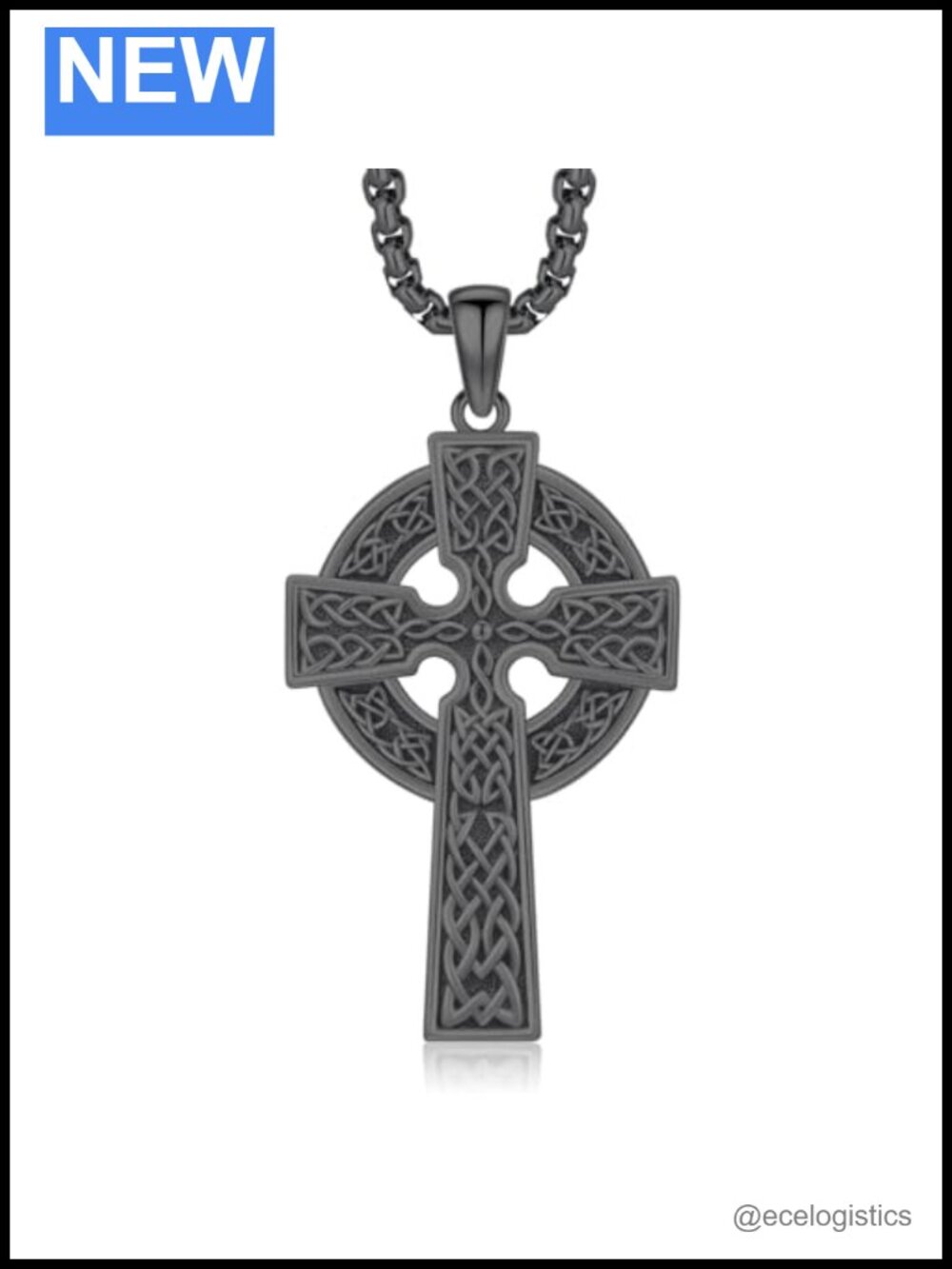 925 Sterling Silver Celtic Cross Necklace Trinity Knot Pendant 22in